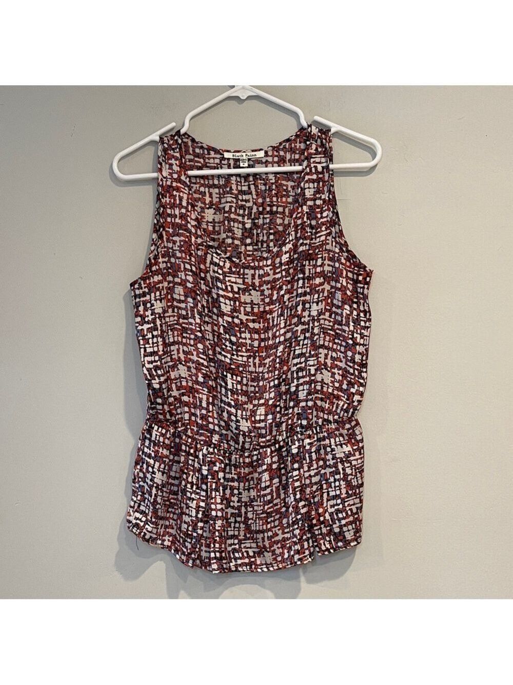 Black Rainn Red and White Patterned Tank Top